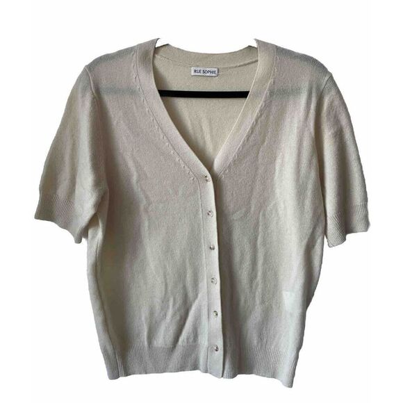 New $128 Sophie Rue Vela Short Sleeve Wool Cashmere Sweater Cardigan Size Medium - Picture 3 of 4